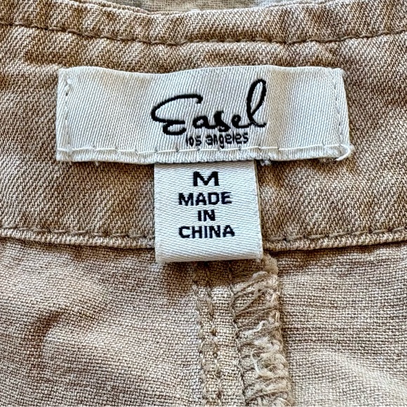 EASEL Tan Printed Oversized Baggy Overalls - Picture 5 of 5